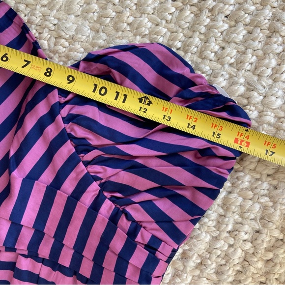 Corey Lynn Calter Anthropologie Pink and Navy Stripe Strapless Dress 8 - Picture 16 of 16